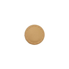 LEATHER BUTTON WITH STITCHED MOTIF - BEIGE