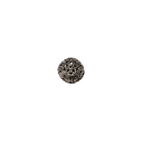 METAL FILIGREE BALL BUTTON WITH SHANK - SILVER