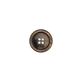 POLISHED GALALITH 4-HOLES BUTTON - BROWN