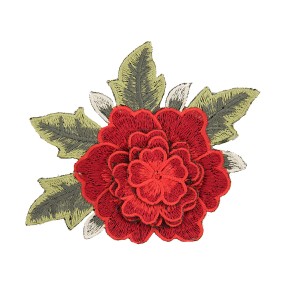 MULTI FLOWER EMBROIDERED IRON-ON MOTIF - RED