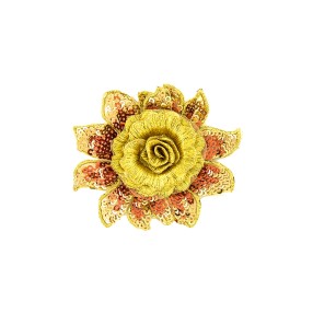 SEQUIN FLOWER EMBROIDERED MOTIF - YELLOW