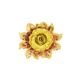 SEQUIN FLOWER EMBROIDERED MOTIF - YELLOW