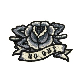 IRON-ON FLOWER EMBROIDERED MOTIF - GREY