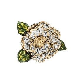 SEQUIN FLOWER EMBROIDERED MOTIF - WHITE