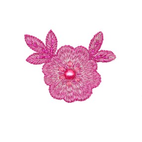 METALLIC FLOWER EMBROIDERED MOTIF WITH BEADS - FUXIA