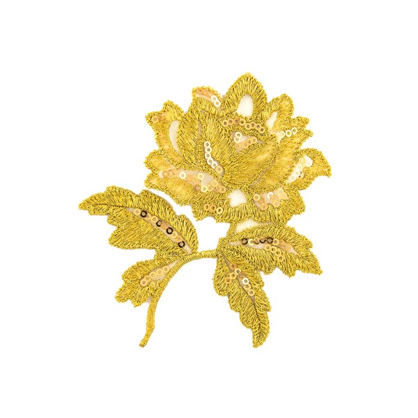 FLOWER EMBROIDERED MOTIF WITH SEQUIN - GOLD
