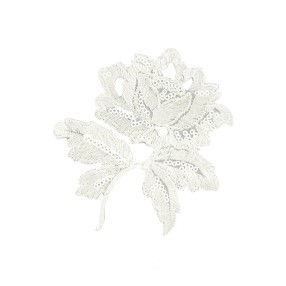 FLOWER EMBROIDERED MOTIF WITH SEQUIN - WHITE