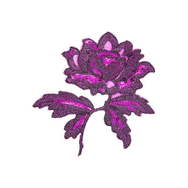 FLOWER EMBROIDERED MOTIF WITH SEQUIN - FUCHSIA