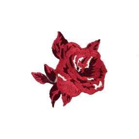 IRON-ON ROSE EMBROIDERED MOTIF - RED