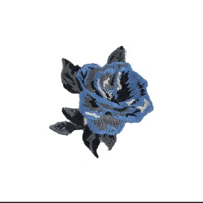 IRON-ON ROSE EMBROIDERED MOTIF - BLUE