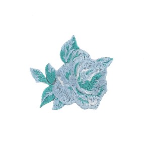 IRON-ON ROSE EMBROIDERED MOTIF - LIGHT BLUE