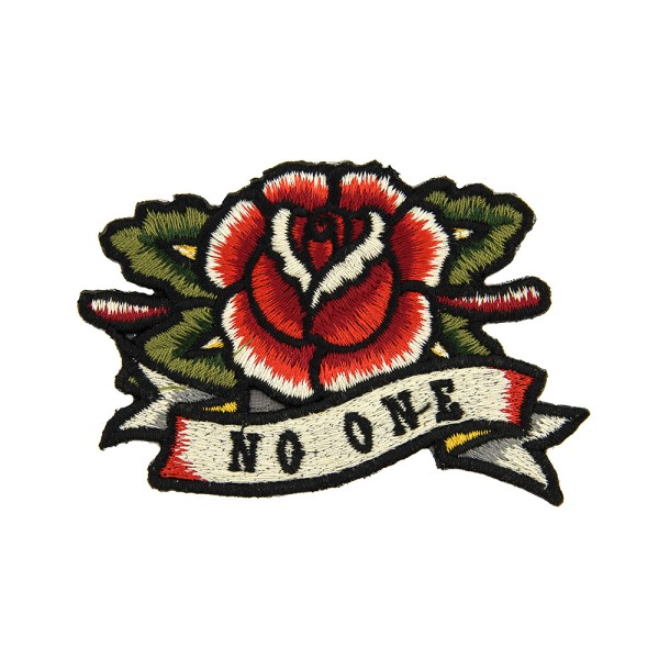IRON-ON FLOWER EMBROIDERED MOTIF - RED