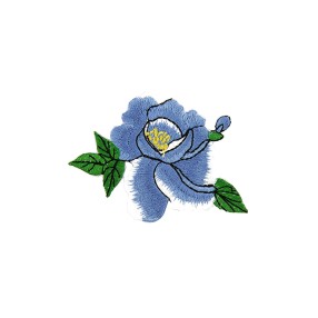 IRON-ON FLOWER EMBROIDERED MOTIF - LIGHT BLUE