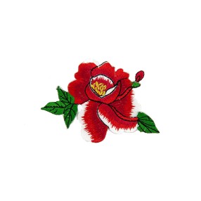 IRON-ON FLOWER EMBROIDERED MOTIF - RED