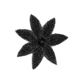FLOWER EMBROIDERED MOTIF WITH SEQUINS AND BEADS - BLACK