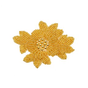 FLOWER EMBROIDERED MOTIF WITH BEADS - GOLD