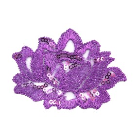 IRON-ON FLOWER EMBROIDERED MOTIF WITH SEQUINS - LILAC