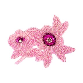 FLORAL EMBROIDERED MOTIF WITH SEQUINS AND BEADS - PINK