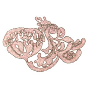 FLORAL EMBROIDERED MOTIF WITH BEADS - ANTIQUE PINK