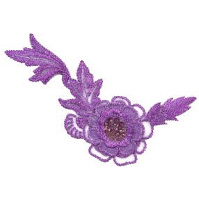 IRON-ON FLOWER EMBROIDERED MOTIF WITH SEQUINS - LILAC