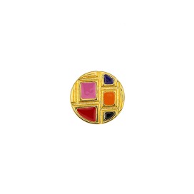 ENAMELED METAL BUTTON WITH SHANK - MULTICOLOR