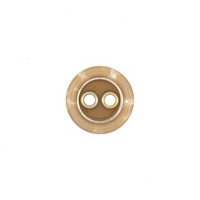 2-HOLE POLYESTER RESIN BUTTON WITH EYELET - BEIGE GOLD