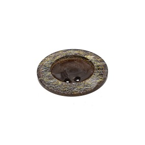 2-HOLES POLYESTER BOWL BUTTON WITH GLITTER RIM - DARK BROWN