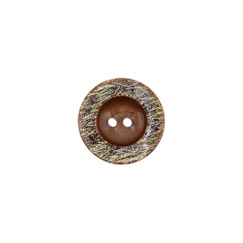 2-HOLES POLYESTER BOWL BUTTON WITH GLITTER RIM - BROWN