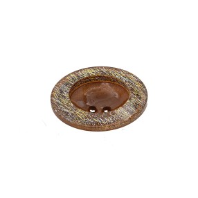 2-HOLES POLYESTER BOWL BUTTON WITH GLITTER RIM - BROWN