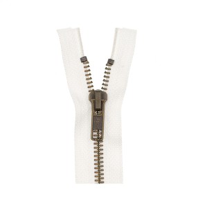 BURNISHED OPEN END METAL ZIP 5MM - WHITE