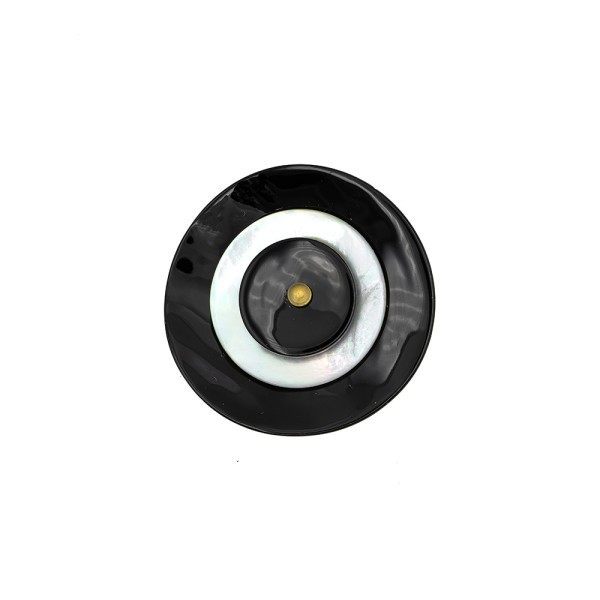 MULTILAYER AGOYA SHELL BUTTON WITH SHANK - BLACK
