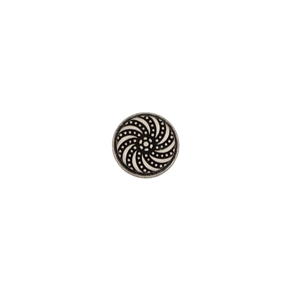CAST METAL SHANK BUTTON WITH FILIGREE PATTERN - ANTIQUE SILVER