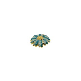 SHANK FLOWER METAL BUTTON - GOLD WITH EPOXY BLUE