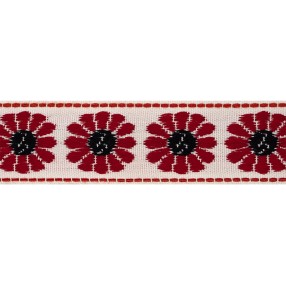FLORAL VINTAGE JACQUARD TRIMMING - WHITE-RED