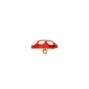 SHANK HALF BALL BUTTON WITH POLKA DOTS - RED