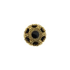 SHANK ENAMELED METAL BUTTON WITH CORD - ANTIQUE GOLD BLACK