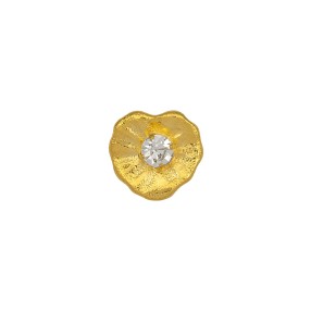 METAL BUTTON WATER LILY WITH RHINESTONE - GOLD