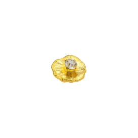 METAL BUTTON WATER LILY WITH RHINESTONE - GOLD