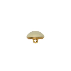 ENAMELED DOME METAL BUTTON WITH SHANK - CREAM