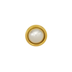 JEWEL METAL BUTTON WITH FAUX PEARL - GOLD-WHITE