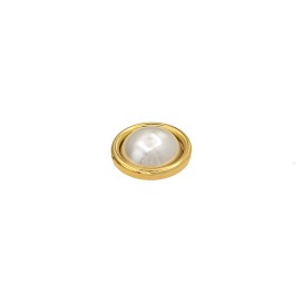 JEWEL METAL BUTTON WITH FAUX PEARL - GOLD-WHITE