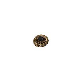GLASS BUTTON WITH EMBROIDERY - GOLD-BLACK