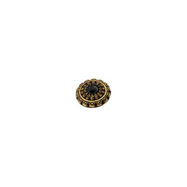 GLASS BUTTON WITH EMBROIDERY - GOLD-BLACK