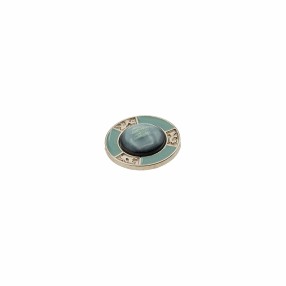 METAL BUTTON WITH CENTRAL SPHERE - JADE GREEN