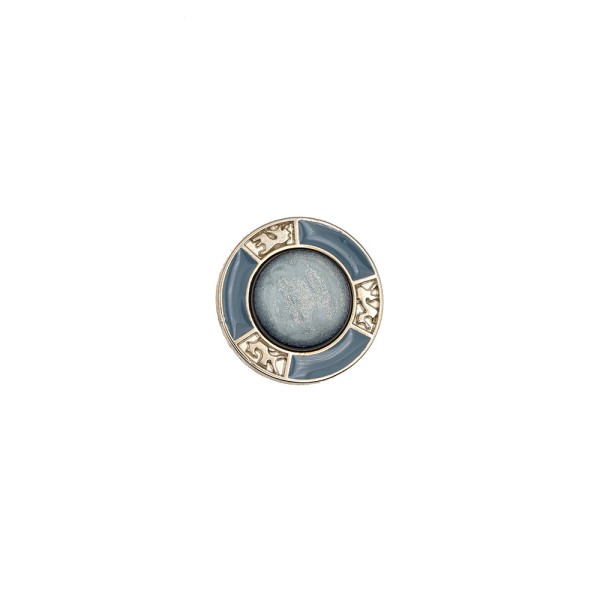 METAL BUTTON WITH CENTRAL SPHERE - PEARL BLUE