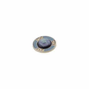 METAL BUTTON WITH CENTRAL SPHERE - PEARL BLUE