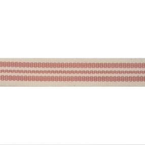 STRIPED LINEN WITH RIBBON 15MM - PINK