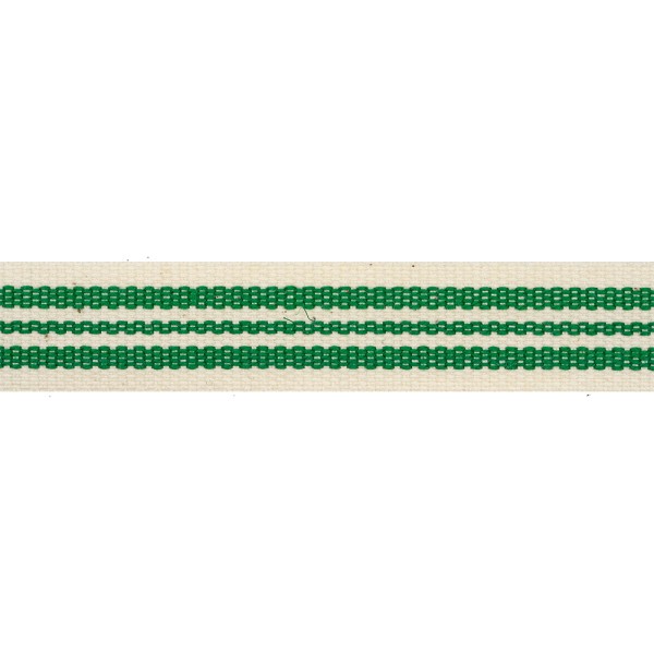 STRIPED LINEN WITH RIBBON 15MM - GREEN