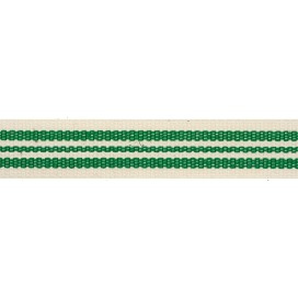 STRIPED LINEN WITH RIBBON 15MM - GREEN