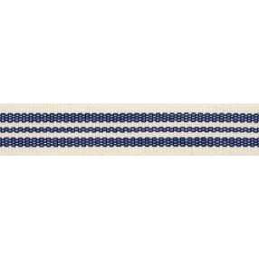 STRIPED LINEN WITH RIBBON 15MM - BLUE